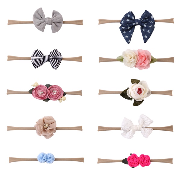 High elastic nylon flower headband